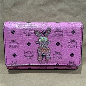 MCM Pink Wallet with Bunny Motif